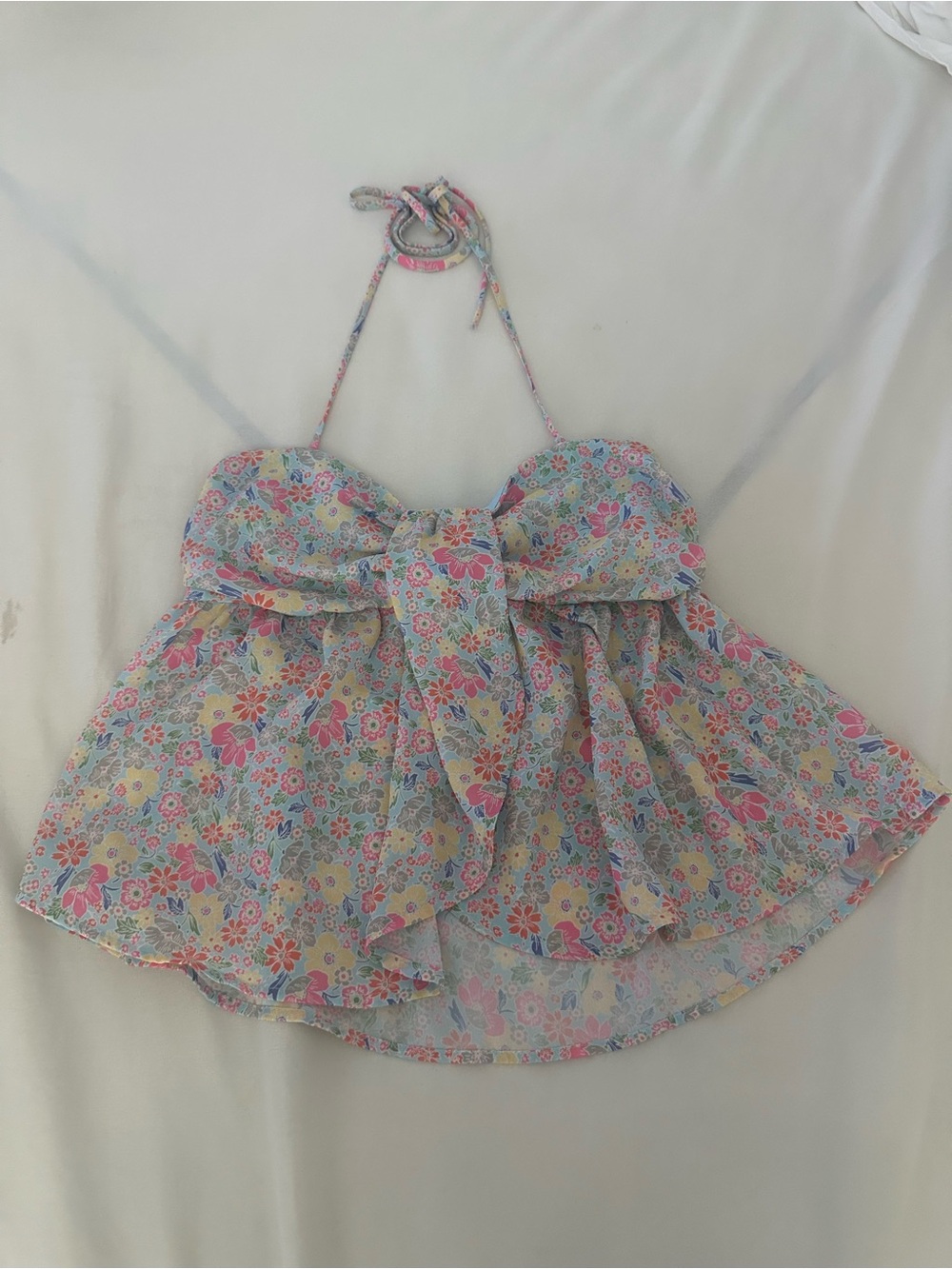 Sienna Sky Pastel Floral Halter Babydoll Top